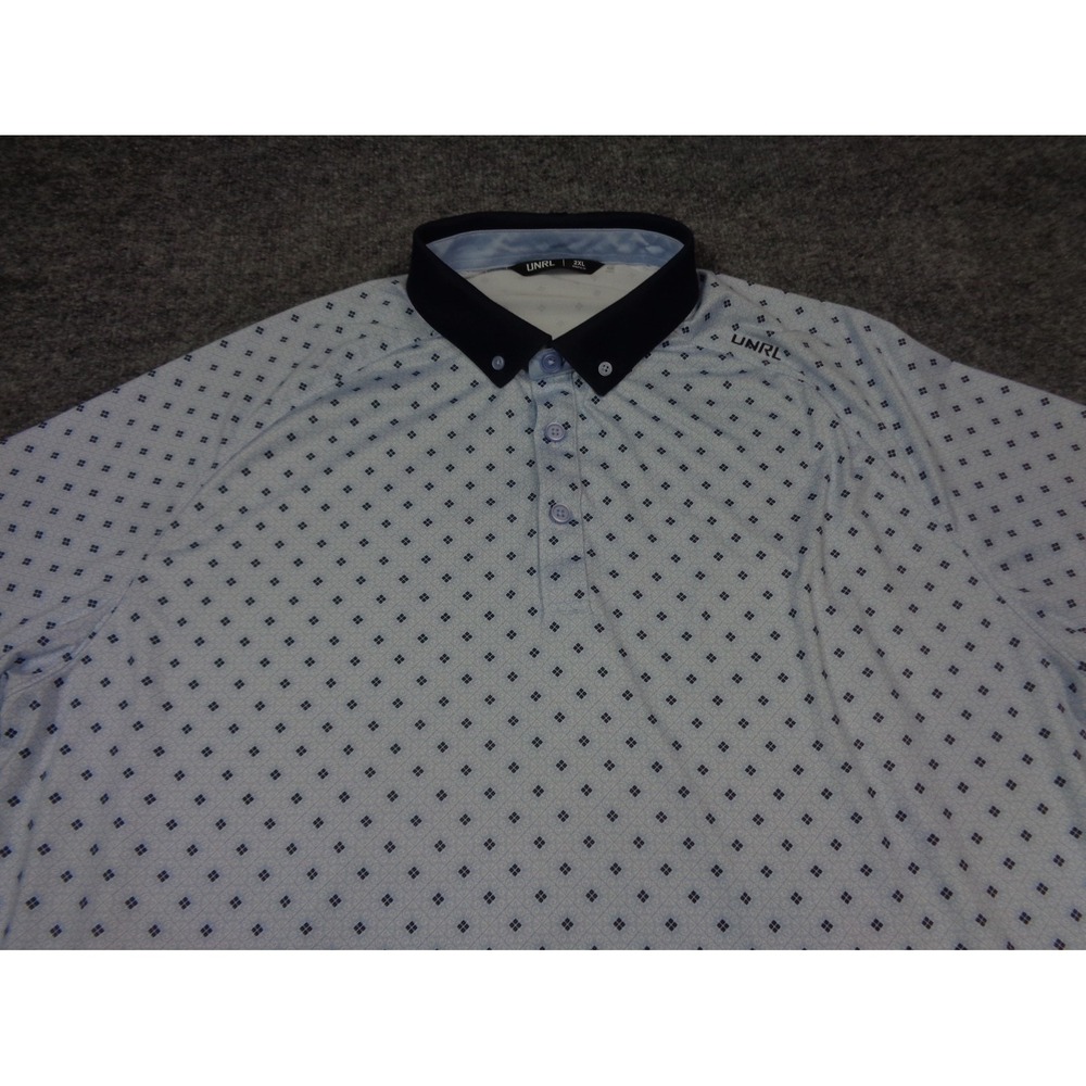 UNRL Polo Shirt Men 2XL  Athletic Fit Wicking Performance Geometric Golf